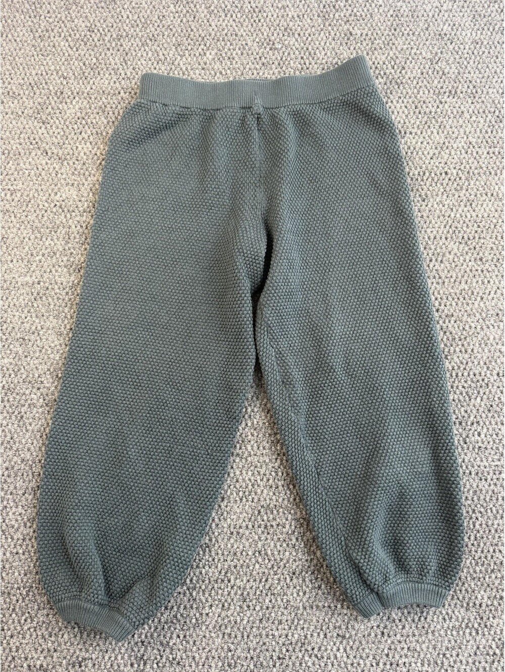 Free People Womens M Green Waffle Knit Jogger Pants 100% Cotton